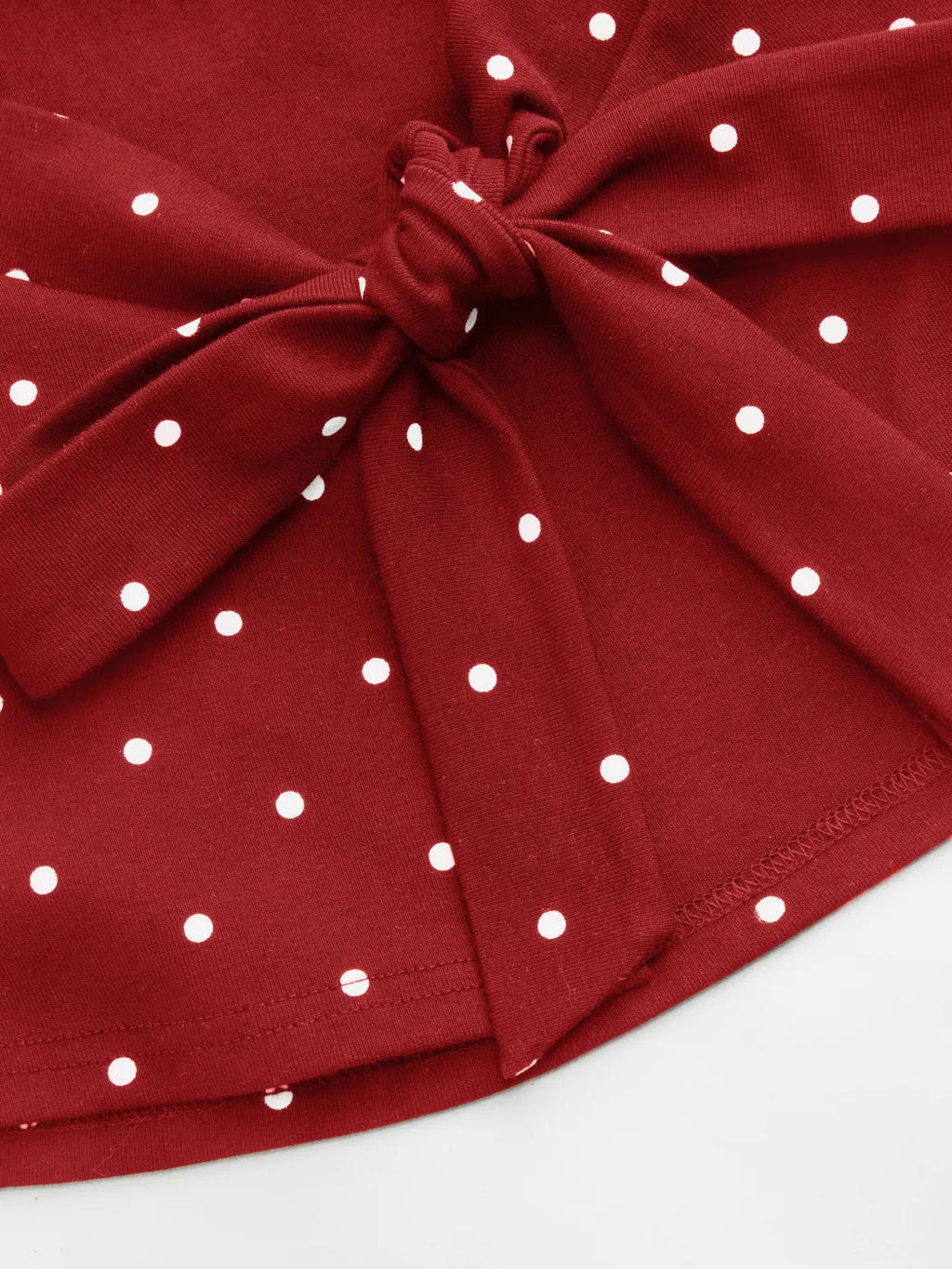 Ruched Polka Dot Knit Top With Bow Back - view 7
