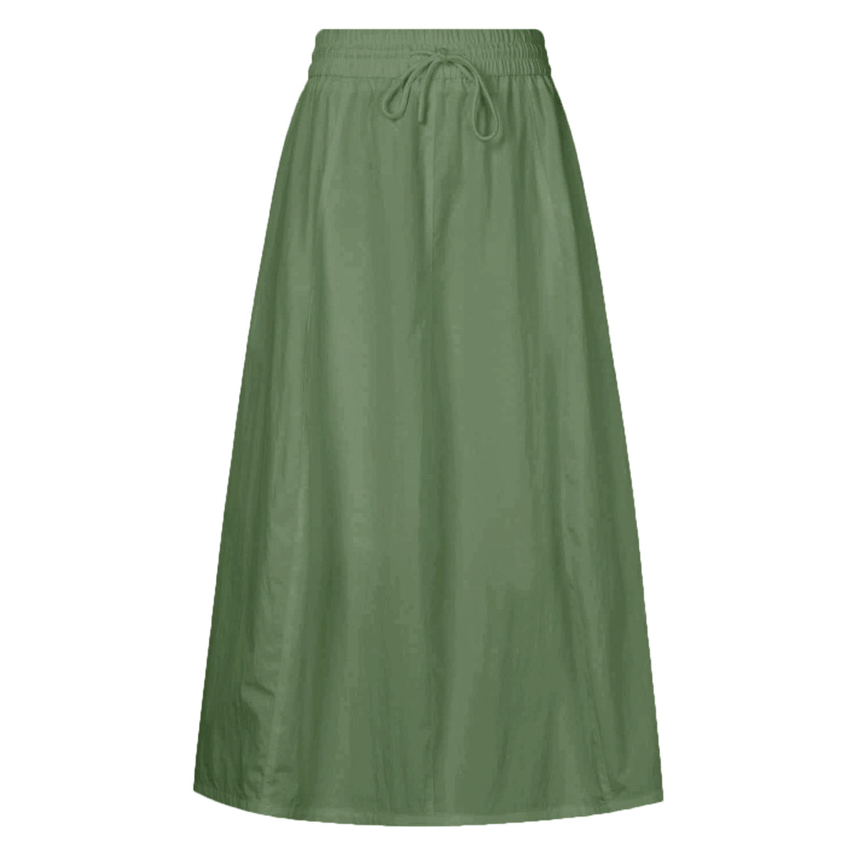Drawstring Waist Cotton Maxi Skirt - Green - 2