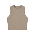 Fitted Mock Neck Cotton Crop Tank - coca