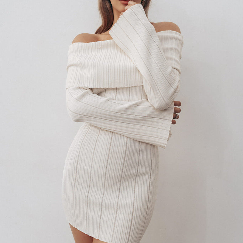 Ribbed Off Shoulder Mini Sweater Dress - view 1
