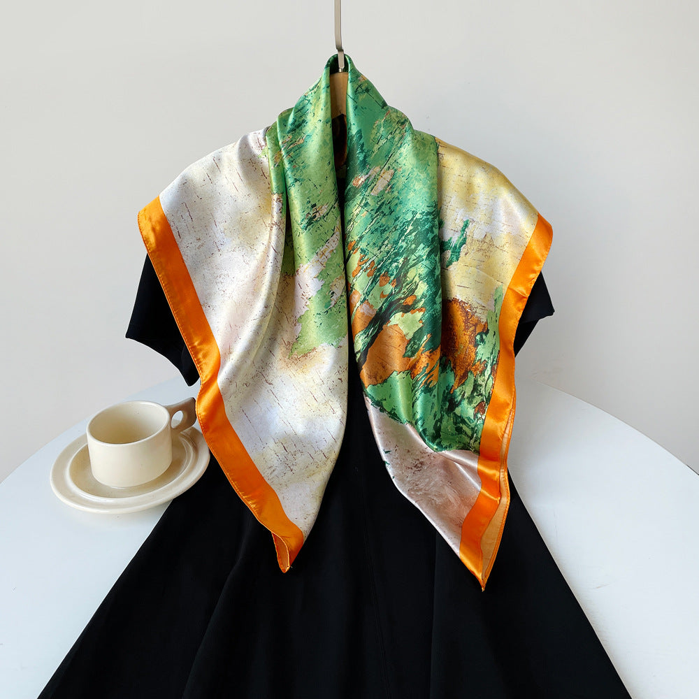 Painted Autumn Woodland Square Bandana - Orange