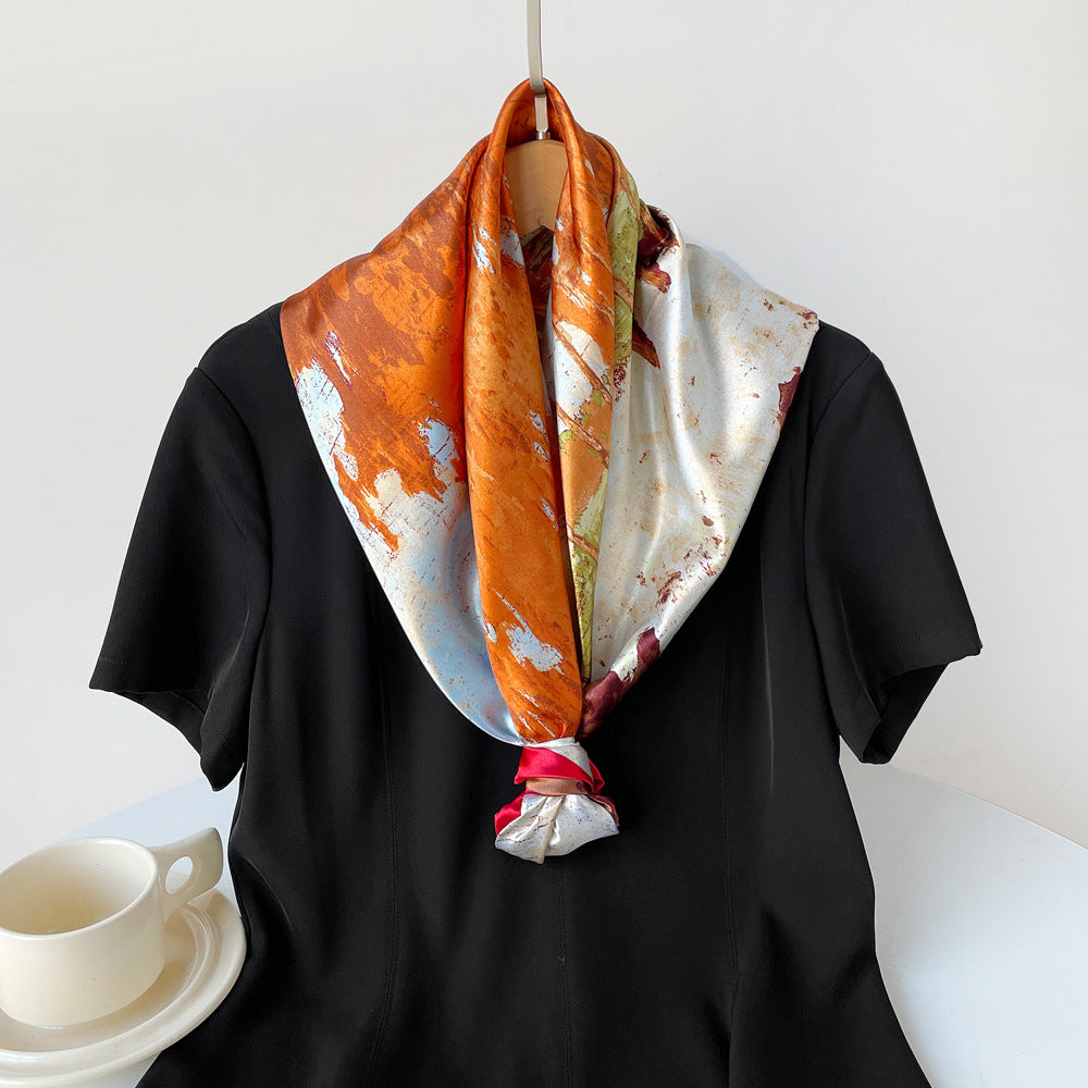 Painted Autumn Woodland Square Bandana - Red