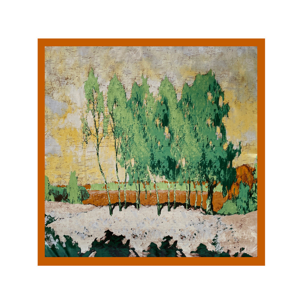 Painted Autumn Woodland Square Bandana
