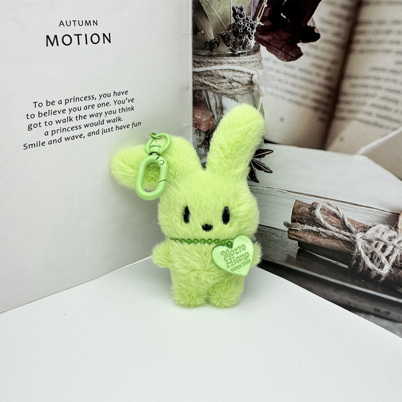 Plush Bunny Heart Bag Charm - Green