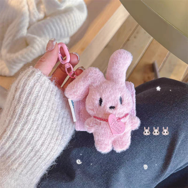 Plush Bunny Heart Bag Charm - Pink