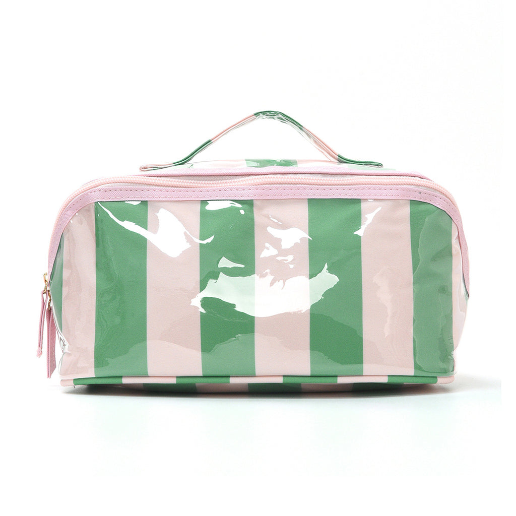 Wide Open Vinyl Cosmetic Travel Bag - Green