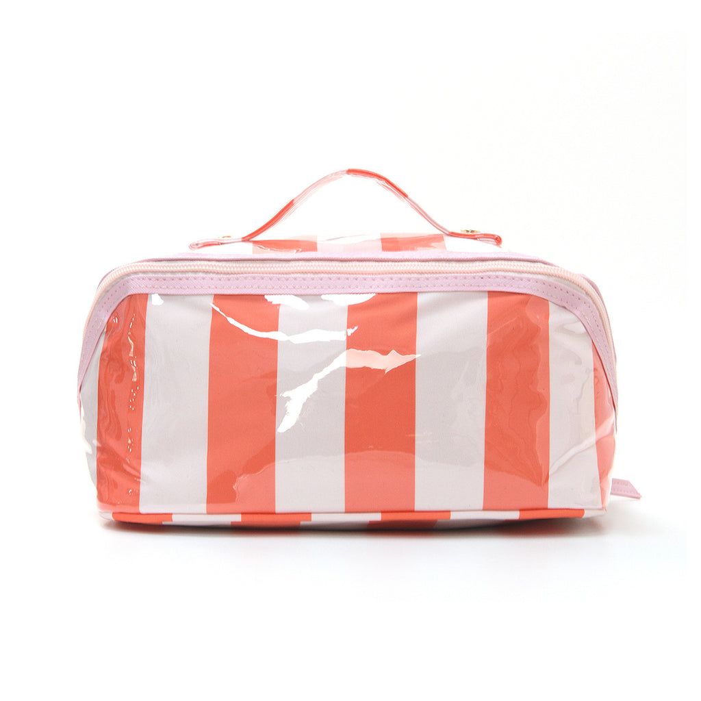 Wide Open Vinyl Cosmetic Travel Bag - Orange