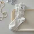 Slouchy Ruched Cotton Crew Socks - White