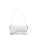 Patent Wave Flap Shoulder Bag - White