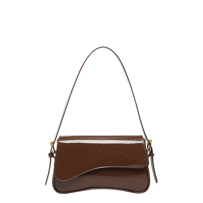 Patent Wave Flap Shoulder Bag
