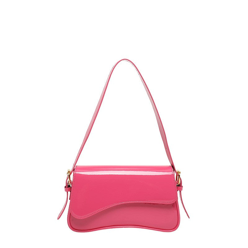 Patent Wave Flap Shoulder Bag