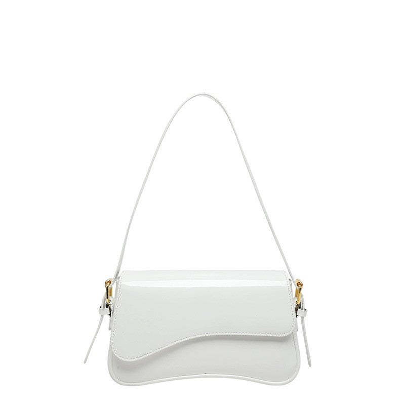 Patent Wave Flap Shoulder Bag