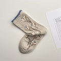 Vintage Patterned Knit Crew Socks for Women - Tulip