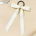 Long Tail Satin Ribbon Bow Hair Tie - OffWhite