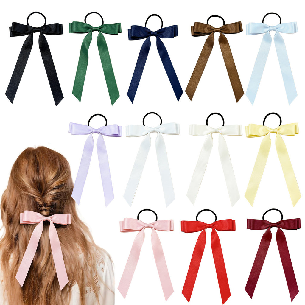 Long Tail Satin Ribbon Bow Hair Tie