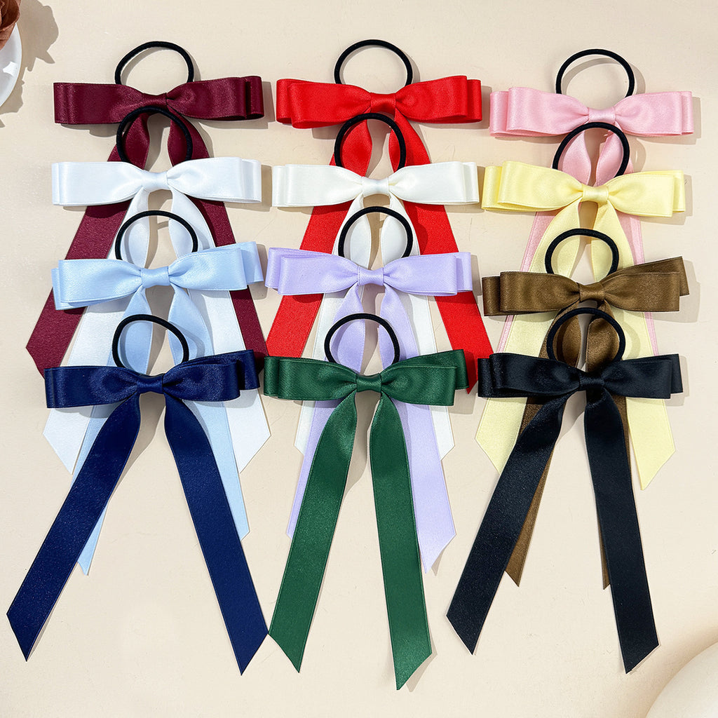 Long Tail Satin Ribbon Bow Hair Tie - view 1