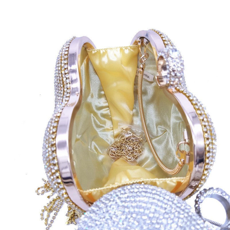 Rhinestone Fringe Heart Evening Bag