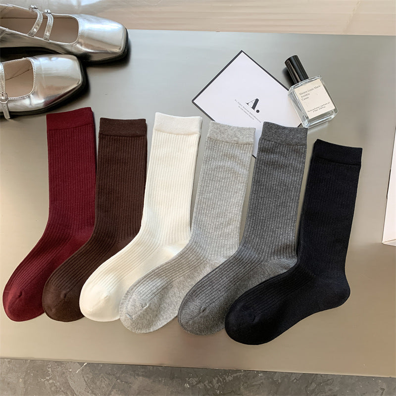 Ribbed Slouch Cuff Cotton Crew Socks - view 1