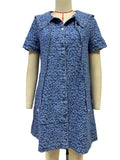 Animal Print Sailor Collar Swing Mini Dress - Blue
