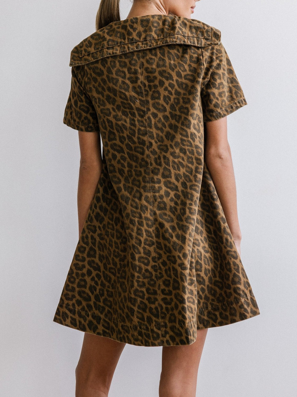 Animal Print Sailor Collar Swing Mini Dress - view 1