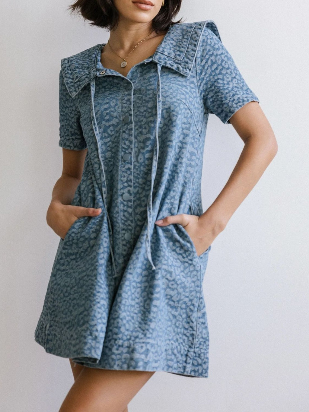 Animal Print Sailor Collar Swing Mini Dress - view 2