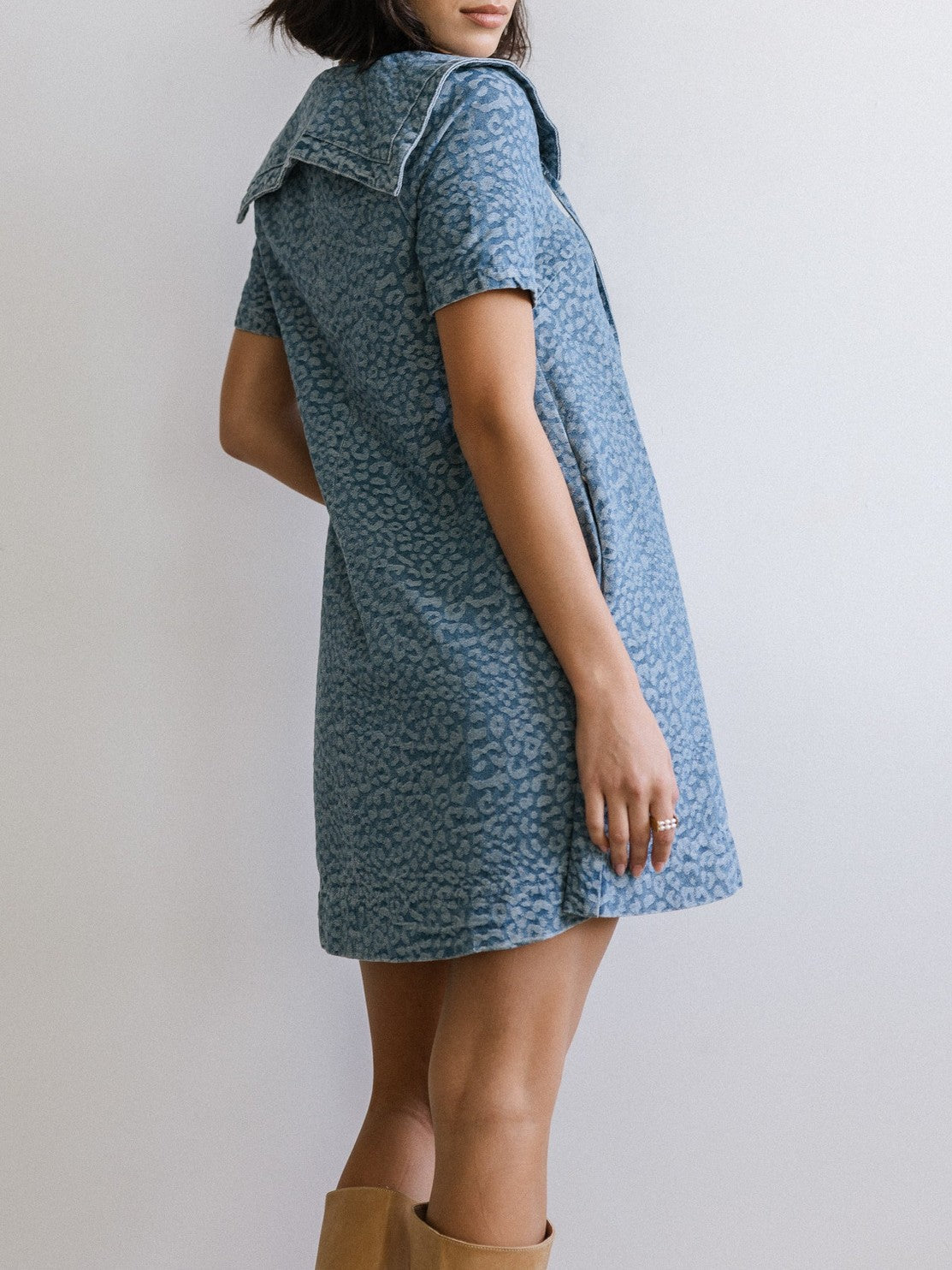 Animal Print Sailor Collar Swing Mini Dress - view 3
