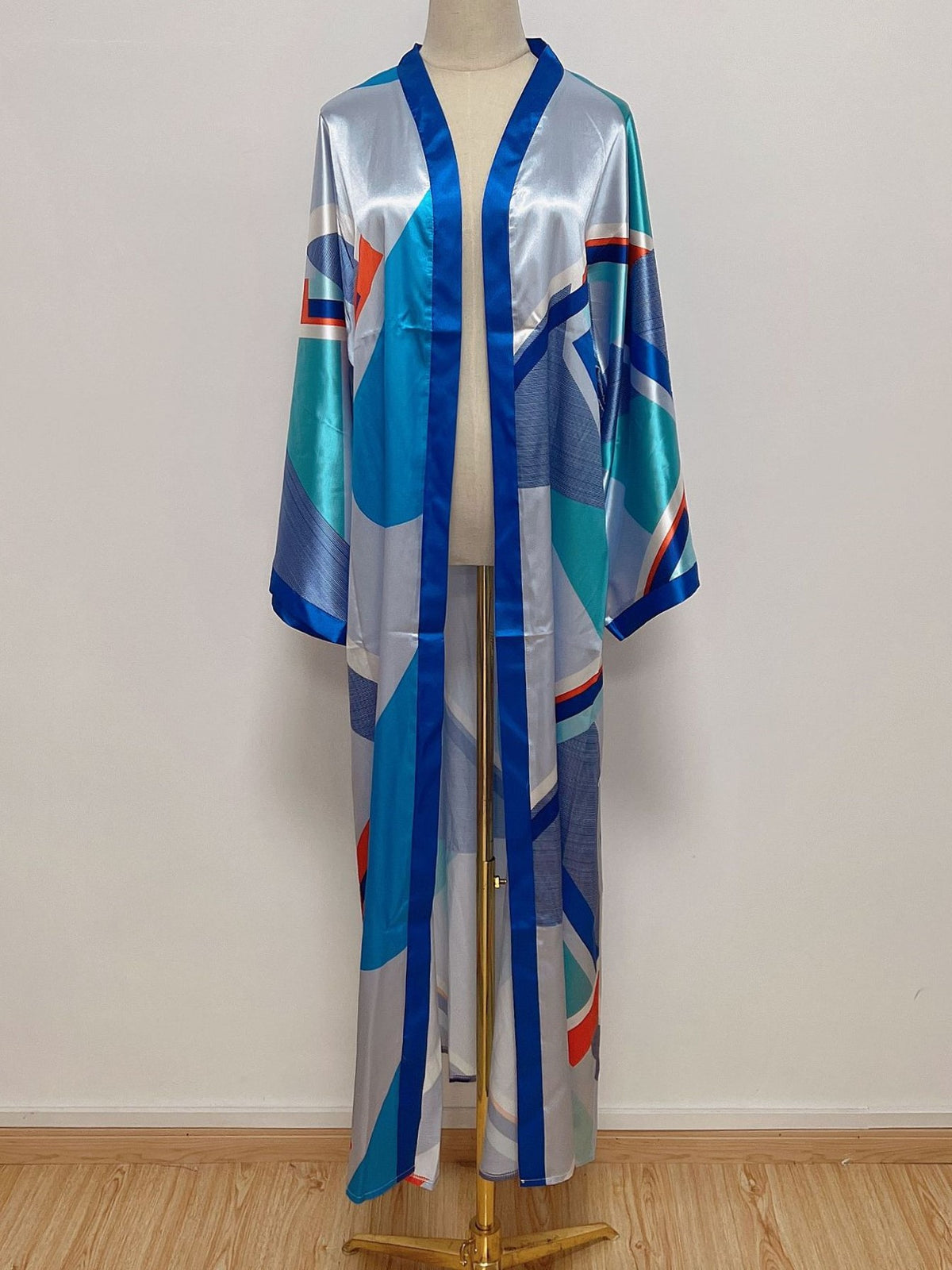 Boho Floral Satin Kimono Cardigan - Color_12