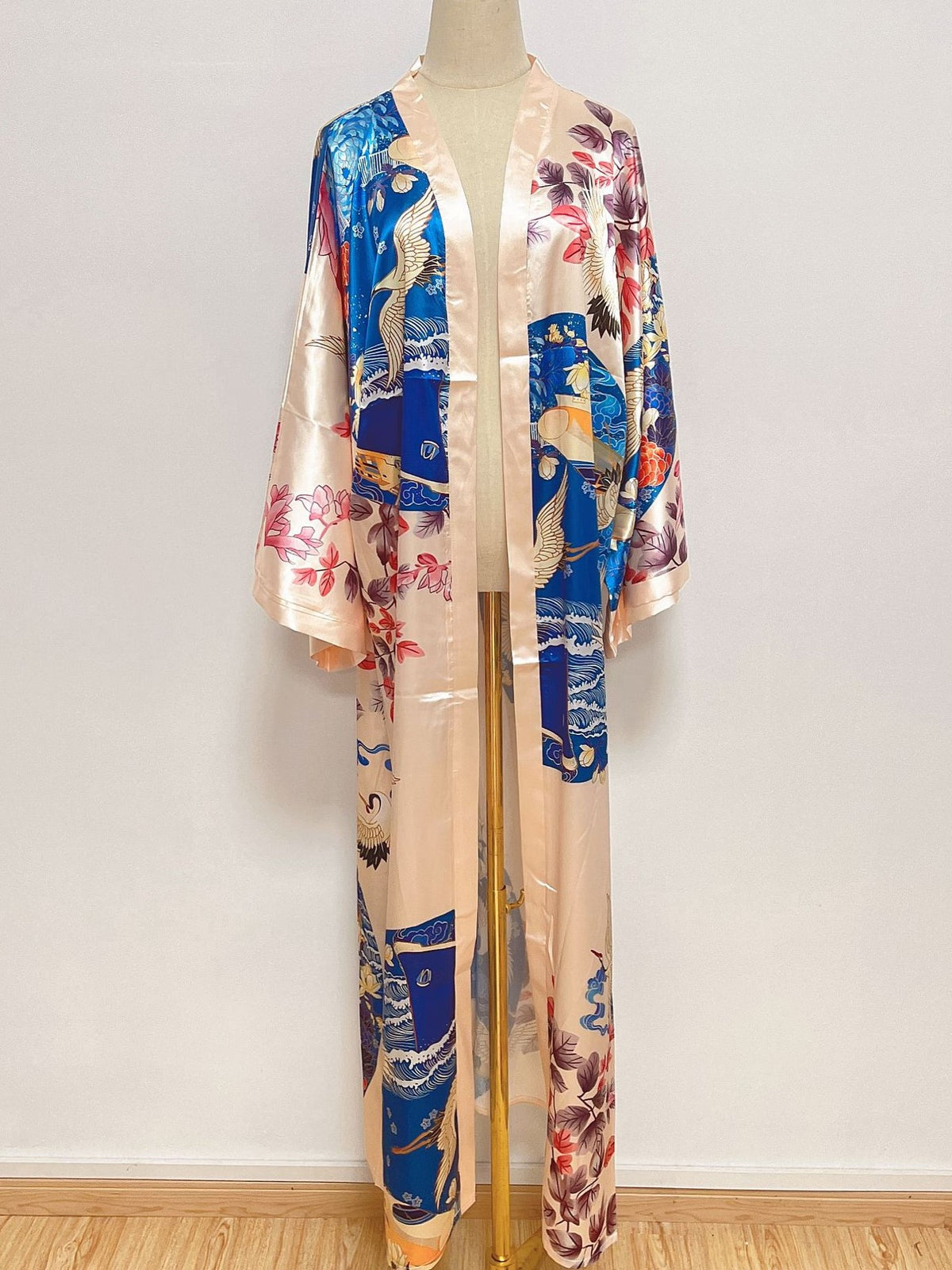 Boho Floral Satin Kimono Cardigan - Color_8