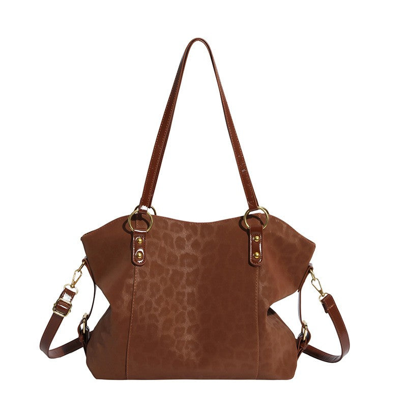 Leopard Embossed Faux Suede Tote Bag
