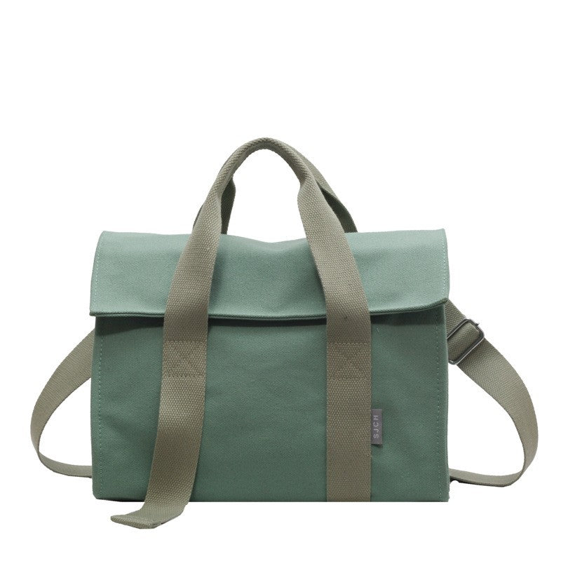 Canvas Fold-Over Tote Bag with Crossbody Strap - Sage Green