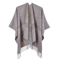 Leopard Print Fringed Border Wrap - KHAKI