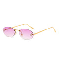 Rimless Oval Metal Frame Sunglasses - C13