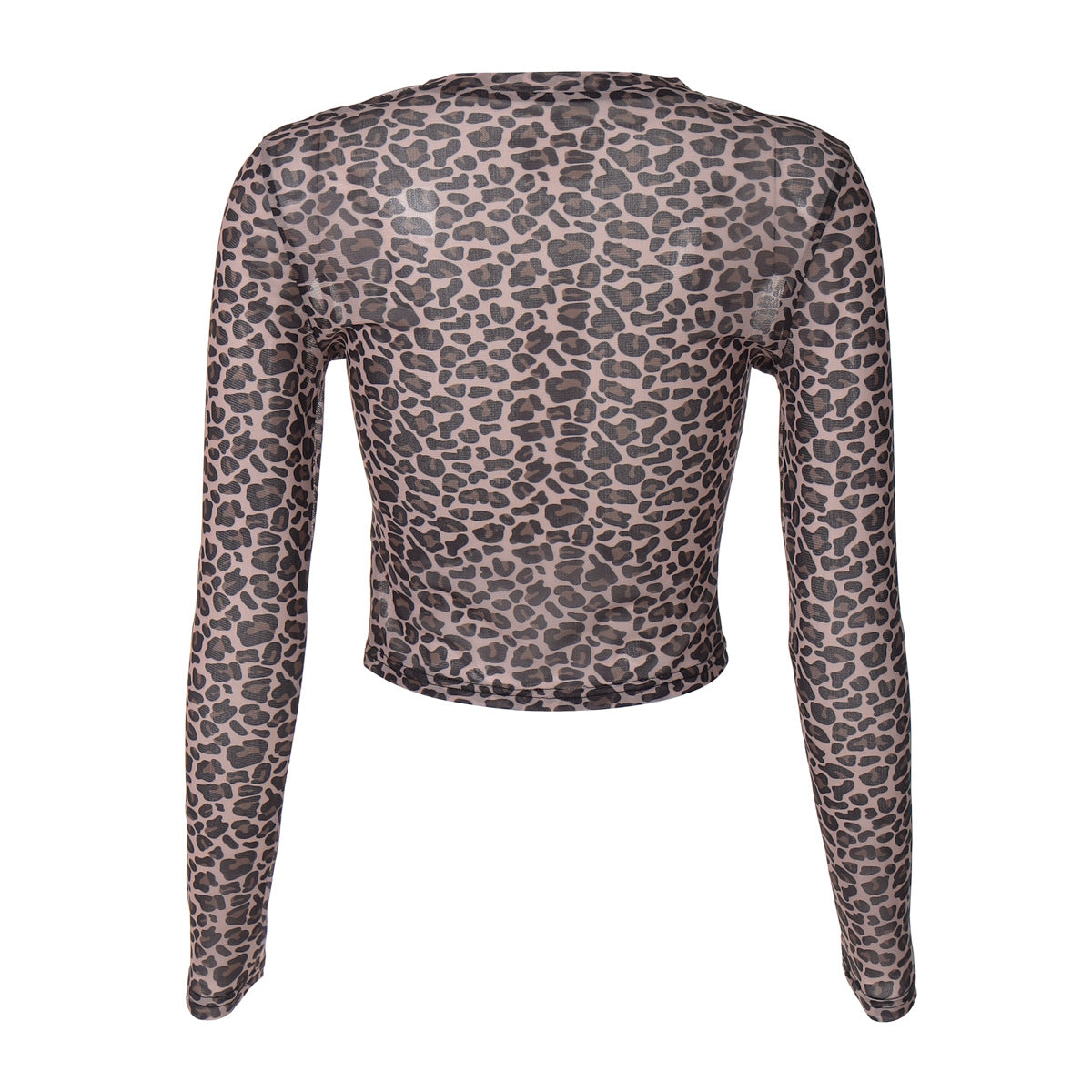 Leopard Mesh Long Sleeve Top - Leopard - 12