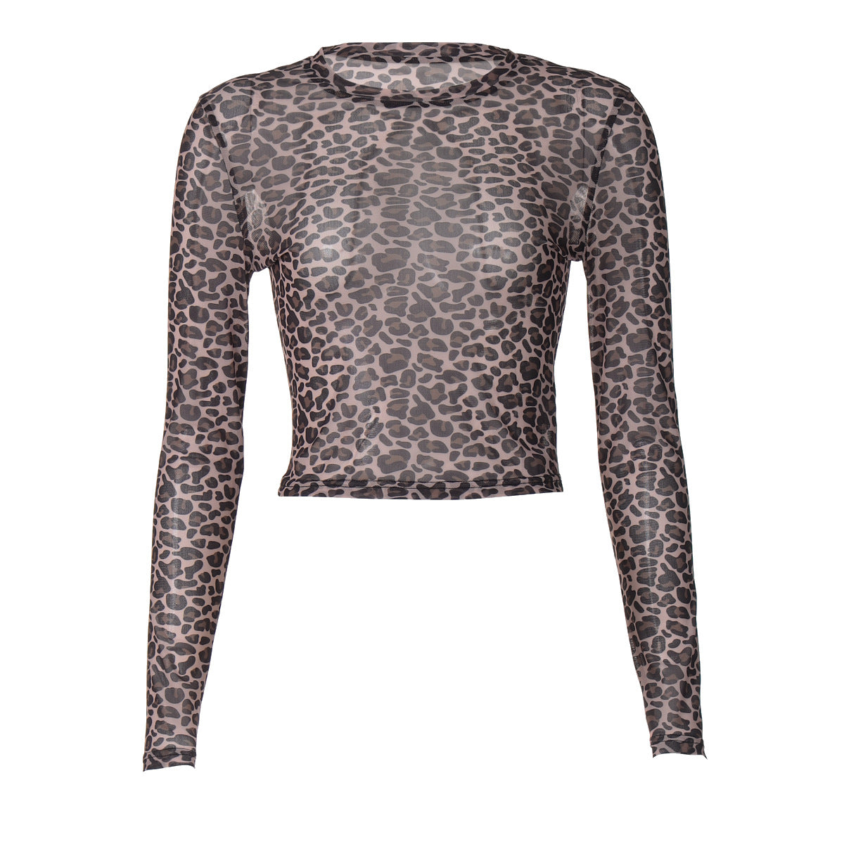 Leopard Mesh Long Sleeve Top - Leopard - 13