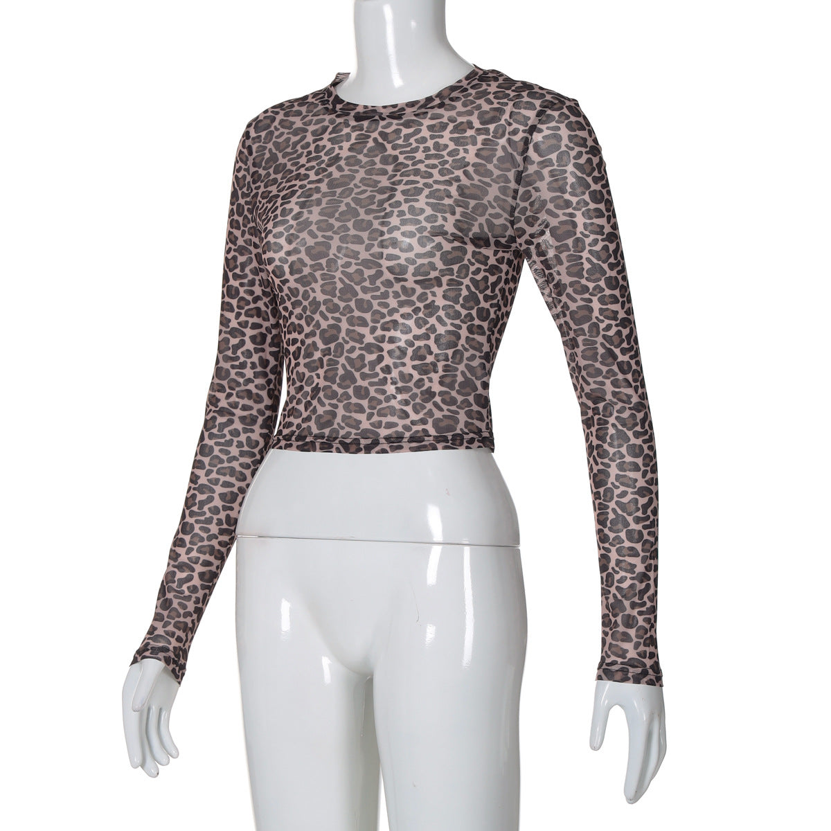 Leopard Mesh Long Sleeve Top - Leopard - 6