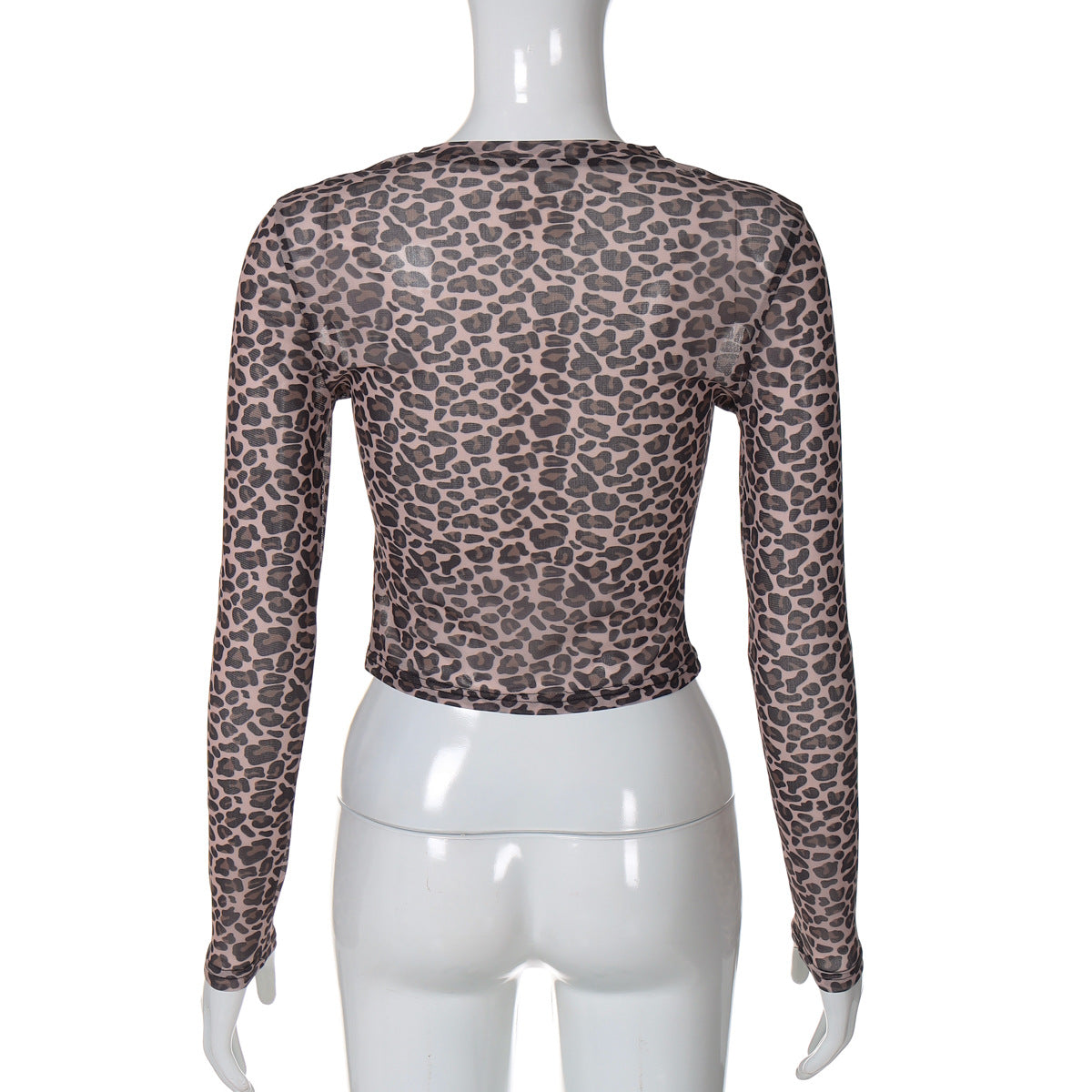 Leopard Mesh Long Sleeve Top - Leopard - 7