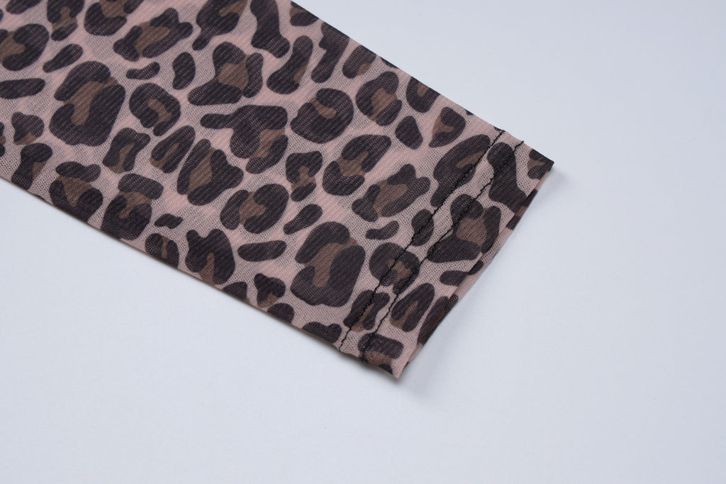 Leopard Mesh Long Sleeve Top - Leopard - 9