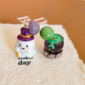 Mismatched Ghost And Potion Cauldron Earrings - White