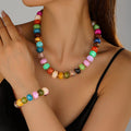 Chunky Speckled Bead Bracelet and Necklace Set - Set01
