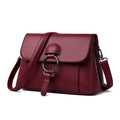 Ring Detail Flap Shoulder Bag - Burgundy