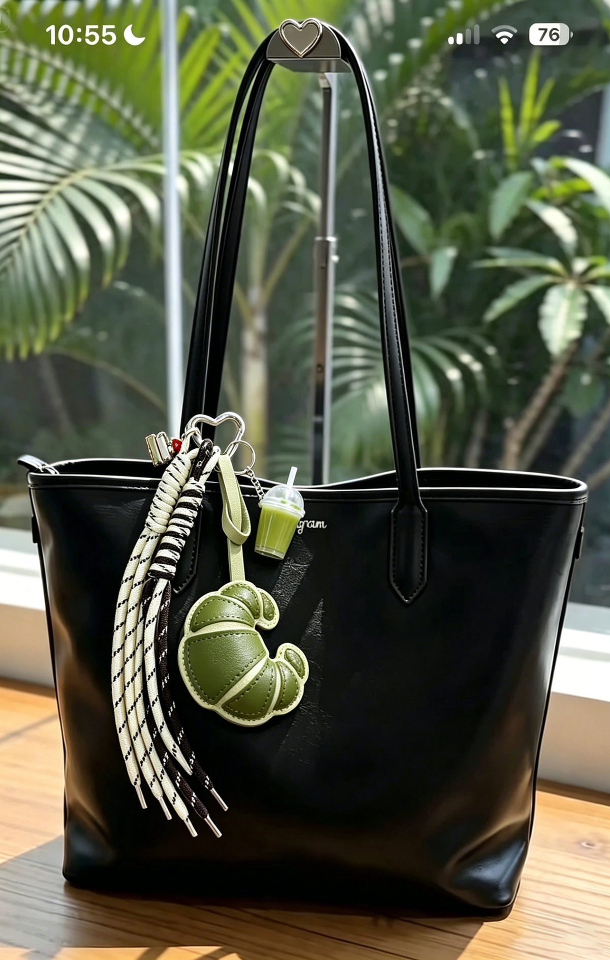 Croissant Keychain Bag Charm with Braided Strap - view 1