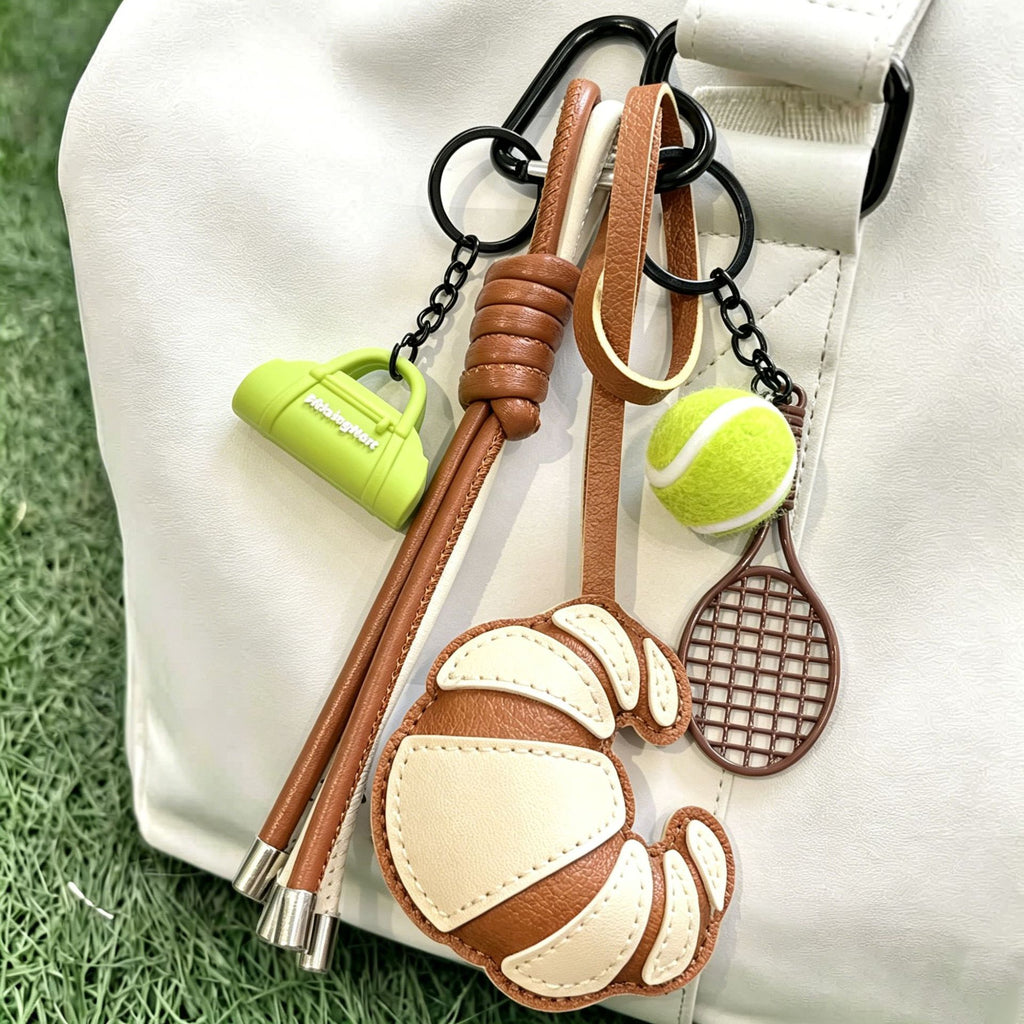 Croissant Keychain Bag Charm with Braided Strap - view 4