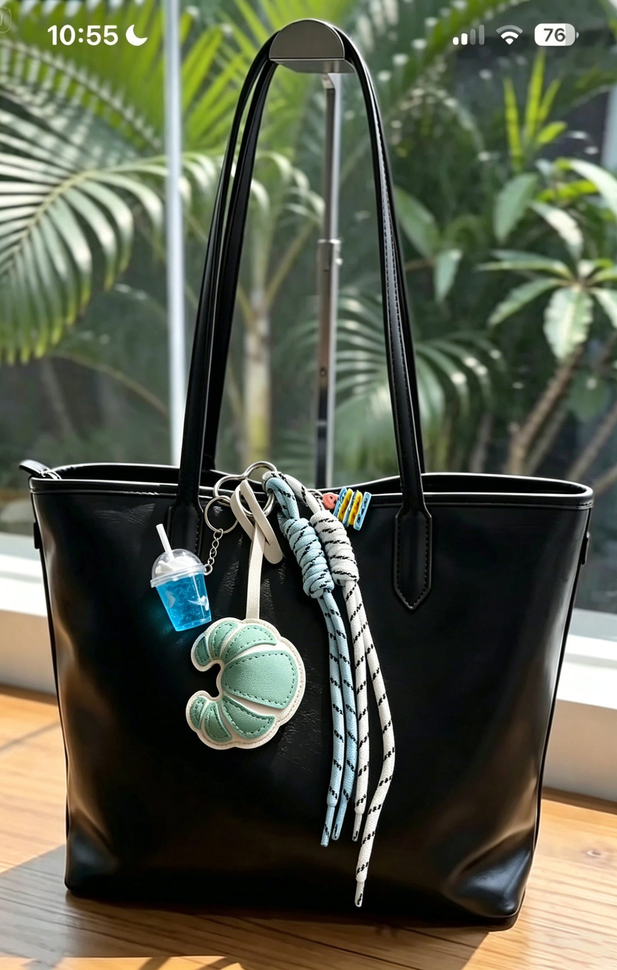 Croissant Keychain Bag Charm with Braided Strap - view 5