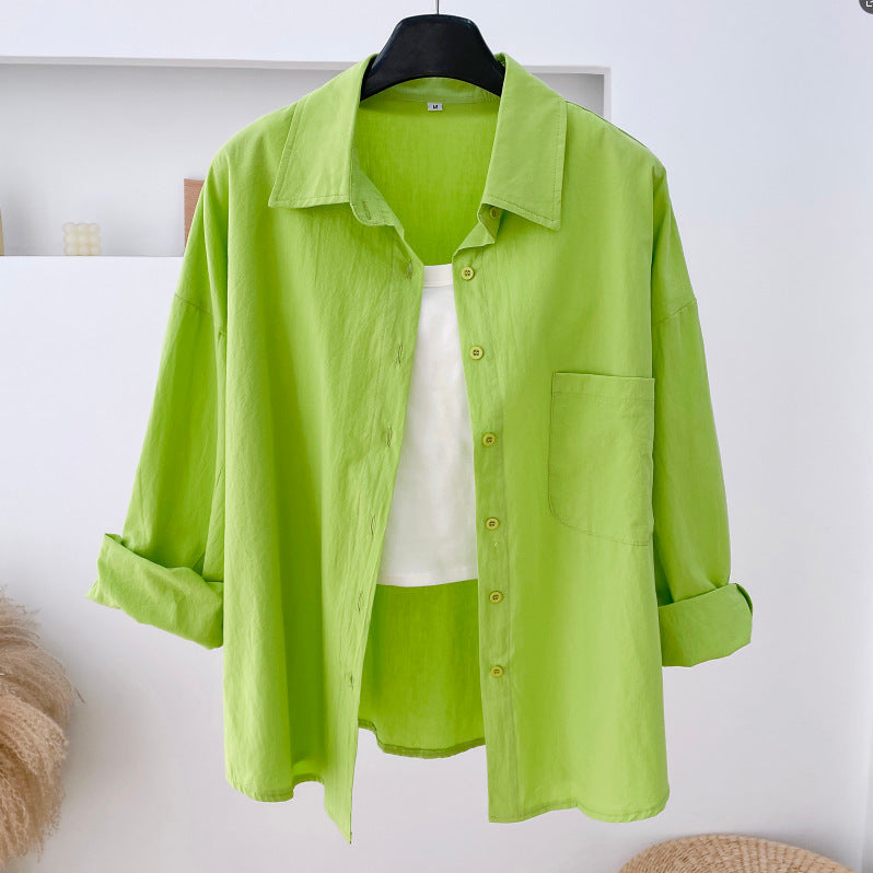 Lightweight Cotton Button Up Beach Shirt - Green