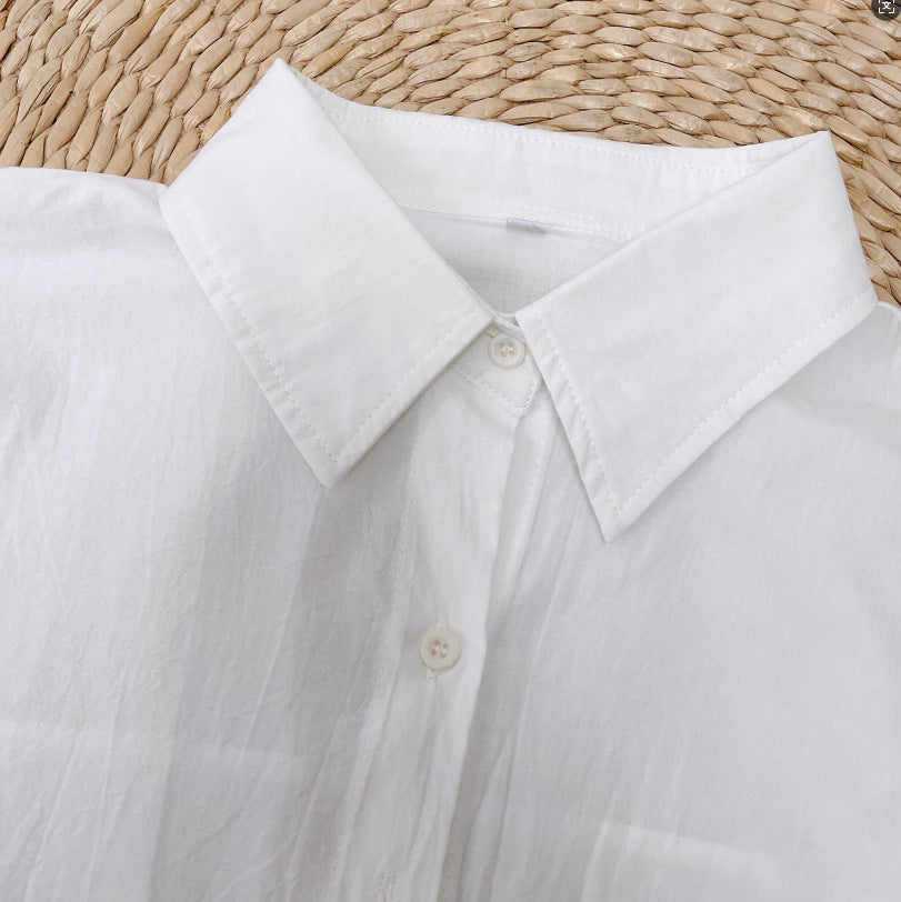 Lightweight Cotton Button Up Beach Shirt - White - 1