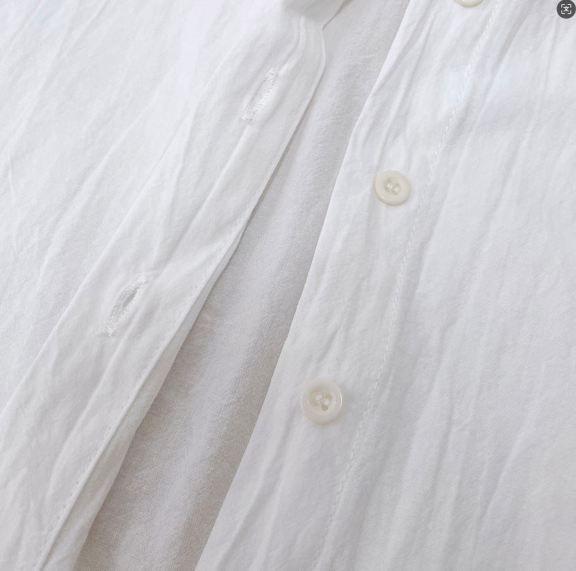 Lightweight Cotton Button Up Beach Shirt - White - 2