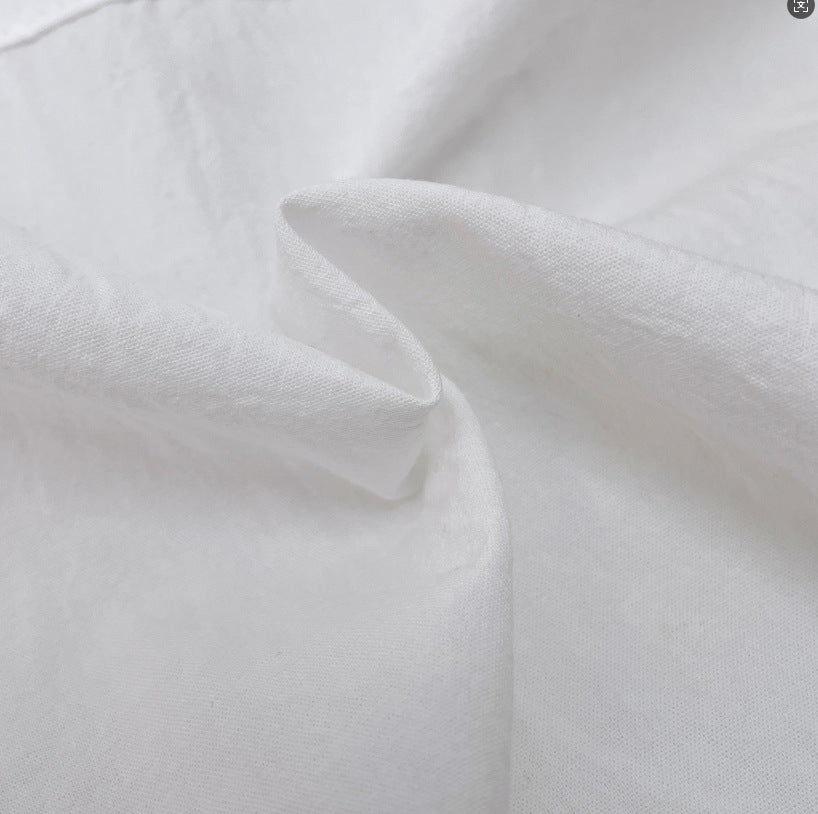 Lightweight Cotton Button Up Beach Shirt - White - 5