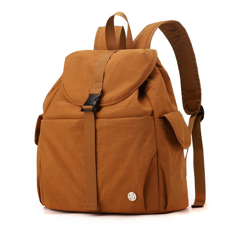 Drawstring Flap Nylon Backpack with Buckle