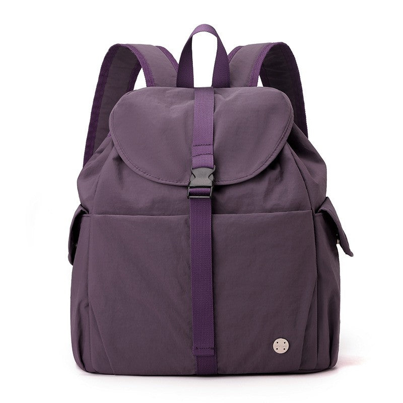 Drawstring Flap Nylon Backpack with Buckle