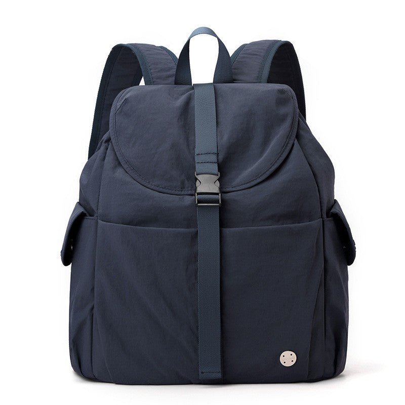 Drawstring Flap Nylon Backpack with Buckle